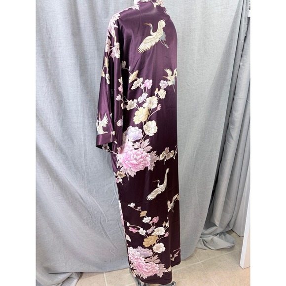 NWT Kim + Ono Plum Kimono Robe Floral Crane Print Long Sleeve S Asian Inspired - Picture 11 of 13